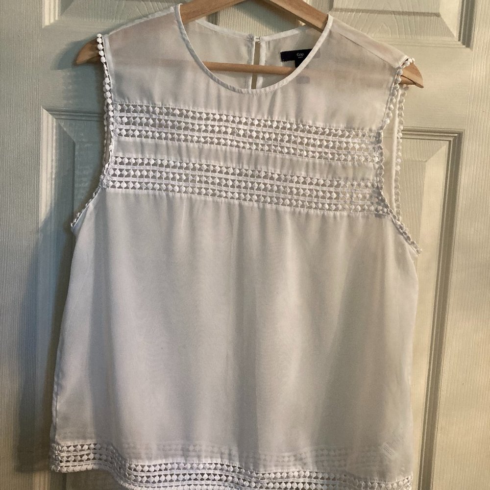 Sheer with Lace Sleeveless Gap Top - EUC